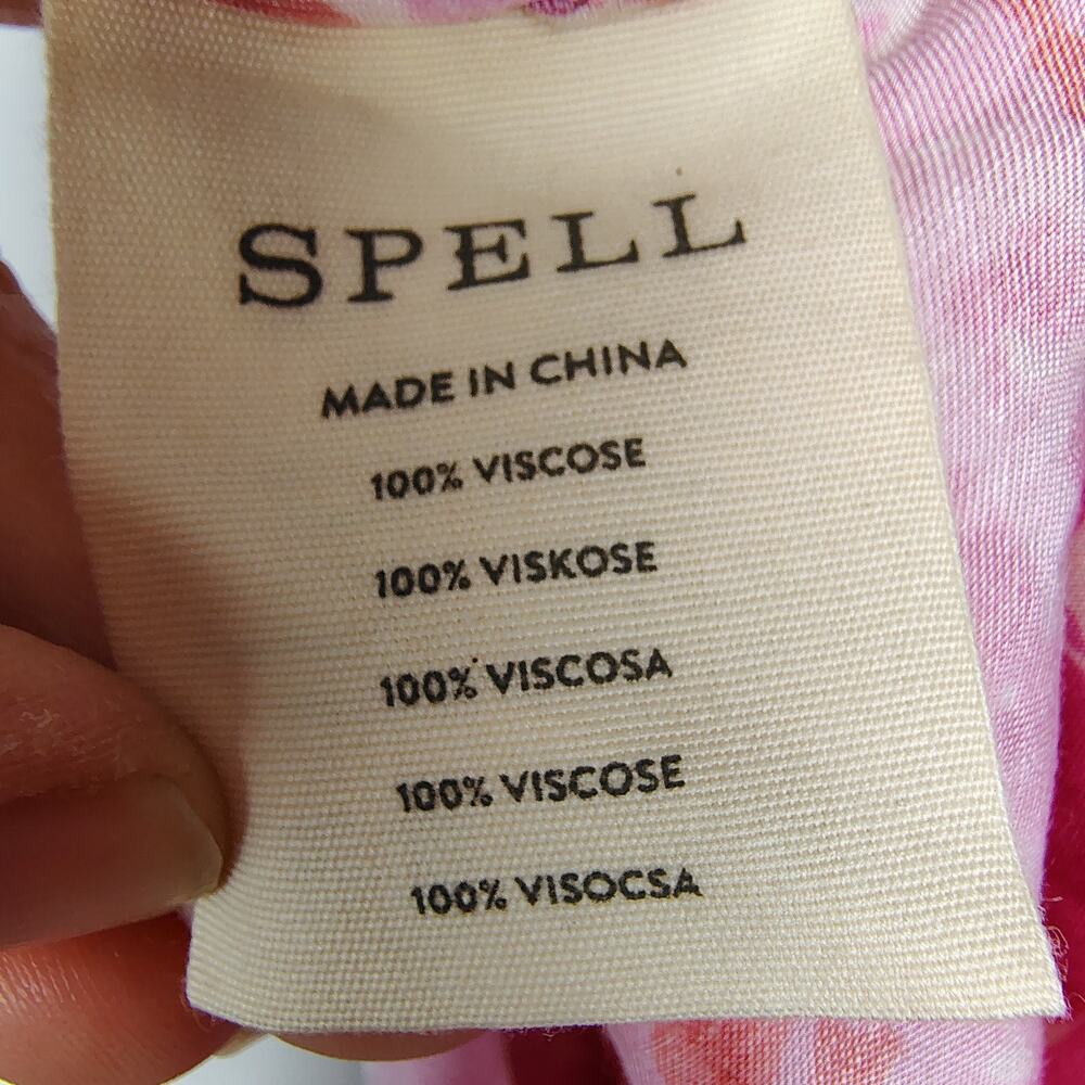 SPELL Islamorada Bias Strappy Floral Rose Cowl Neck Pink Slip Maxi Dress Large - Picture 15 of 16